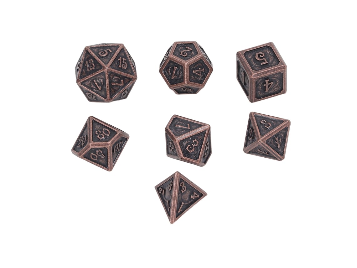 Conjunto De Dados Metálicos 7pcs Polyédricos Para Rpg E Ensino Com Gravura Exquisita