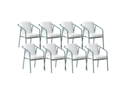 Juego de 8 sillas de patio minimalistas Beliani Asciano en aluminio verde (55 x 61 x 86 cm)