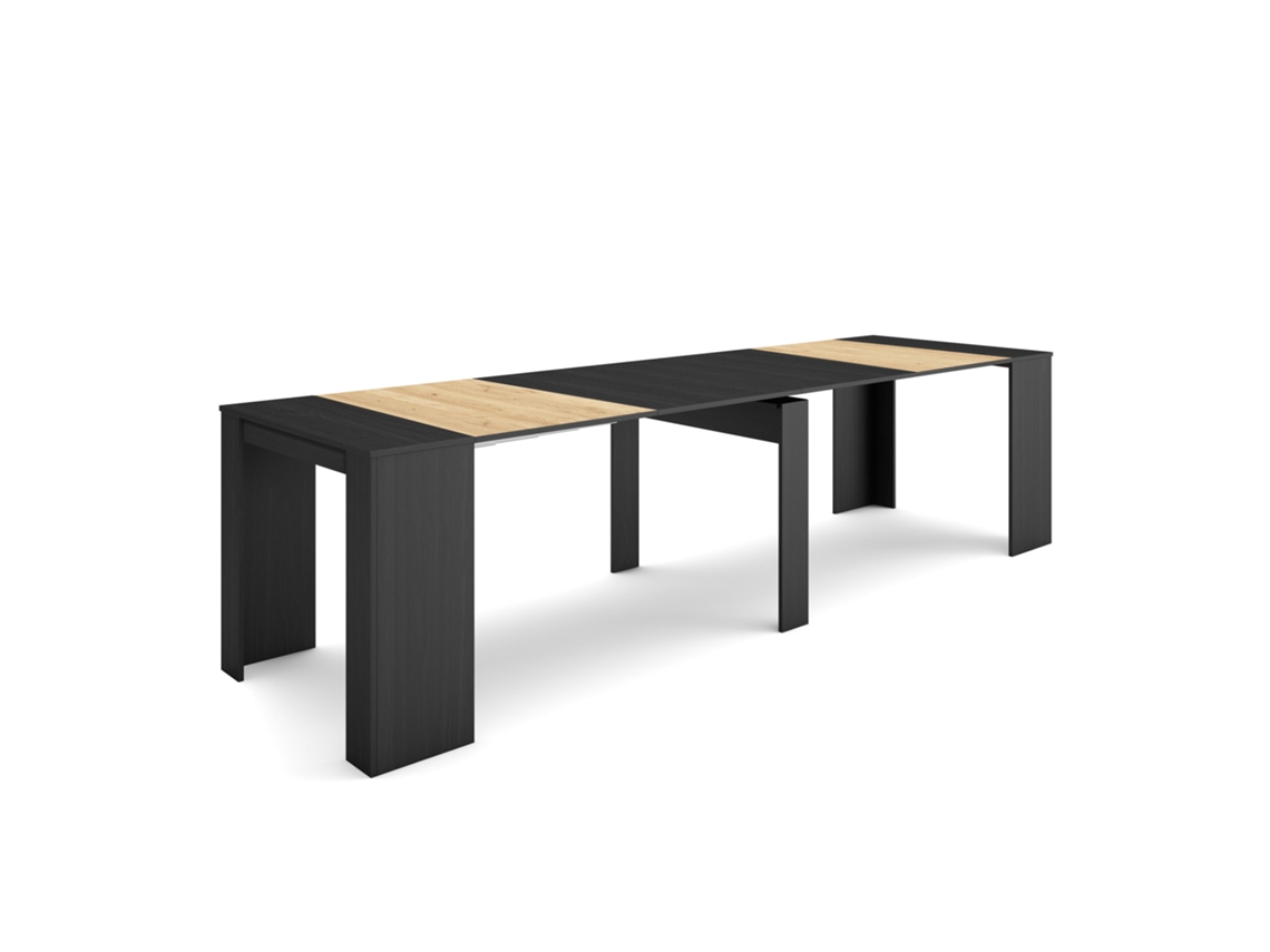 Consola extensible | Cocina, Comedor | 300 | Para 14 personas | Mesa de comedor | Negro y roble Duérmete Online