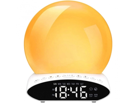 Despertador amanecer, despertador amanecer con LED, despertador analógico atardecer, proyección de la hora, función radio FM.