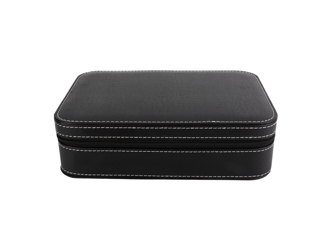 Caja de almacenamiento de joyas de cuero PU ajustable