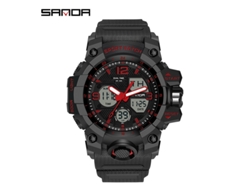 Reloj Electrónico De Moda (negro Y Rojo para Hombre) Con Acabado Luminoso, Resistente Al Agua Y A Los Golpes, Con Alarma.