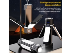 Linterna Led Portátil Para Camping Con Luz Lateral Plegable, 5 Modos Y Función De Batería Externa Para Acampar, Hacer Senderismo Y Pescar.