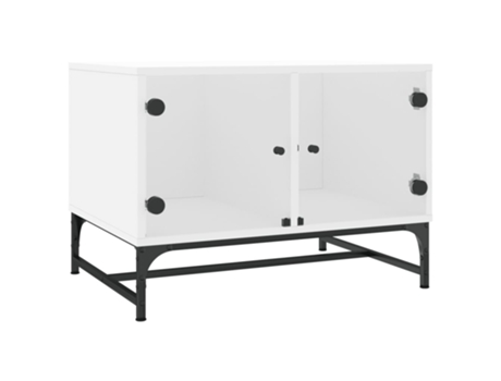 Mesa de centro con puertas de vidrio blanca VIDAXL (68,5x50x50 cm)