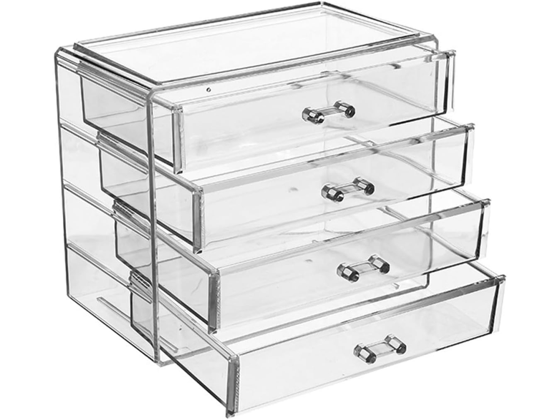 Caja De Maquillaje De Acrílico Transparente De 4 Cajones, Modelo Grande Con Forma De Pañal, Organizador De Cosméticos
