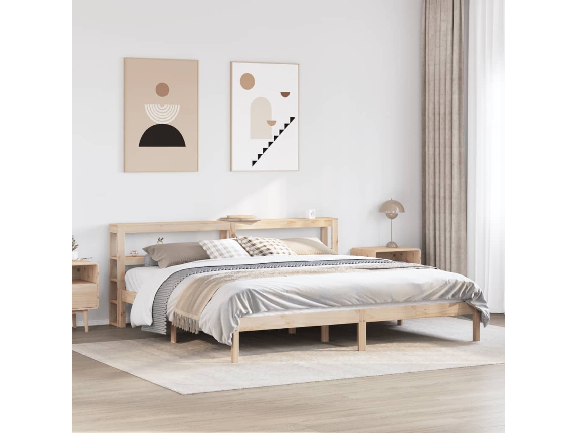 Estructura De Cama Sin Colchón Madera Maciza De Pino 180x200 Cm