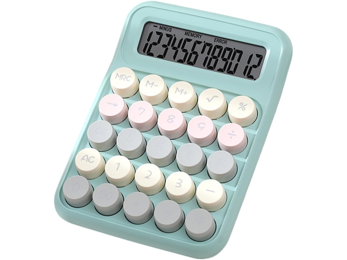 Calculadora mecánica de escritorio Chrui con pantalla LCD grande de 12 dígitos y botones grandes (verde)