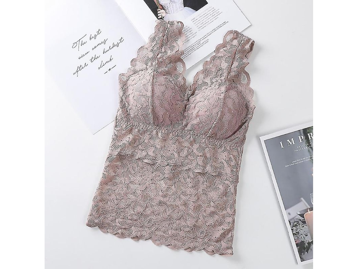 2026-top Crop Sin Aro De Acero Para Mujer Verano Encaje Sexy Espalda Hermosa Soporta Y Moldea El Pecho Talla Plus