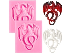 Juego JEIIBRZUI de 2 moldes de silicona en forma de dragón rosa