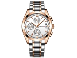 Reloj De Pulsera Para Hombre Con Correa De Acero Inoxidable Y Tres Zonas Horarias 1 Blanco Rosa Rojo