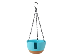 KOFIHETY Cesta Colgante Azul con Cadena Doble 28.5*16.5*18cm para Plantas Automática de Absorción de Agua Interior Balcón