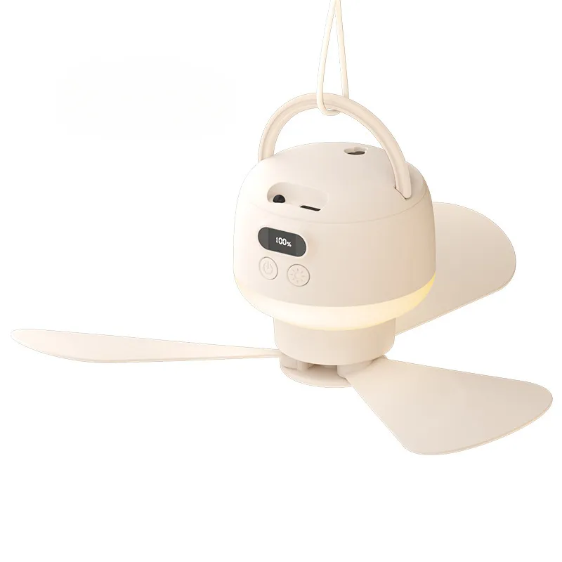 Ventilador colgante USB portátil con 5 velocidades y luz LED CZHHMART