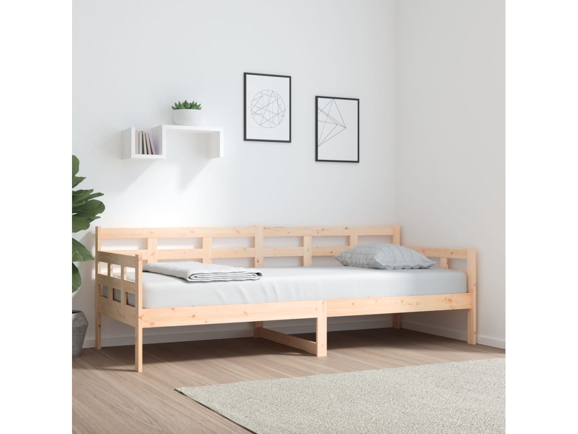 Sofá Cama Madera de Pino Macizo Marrón (80x200 cm)