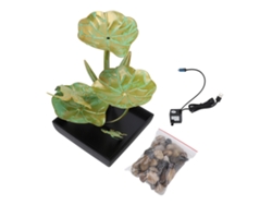 Fuente USB con forma de hoja de loto y pájaro para sala de estar.
