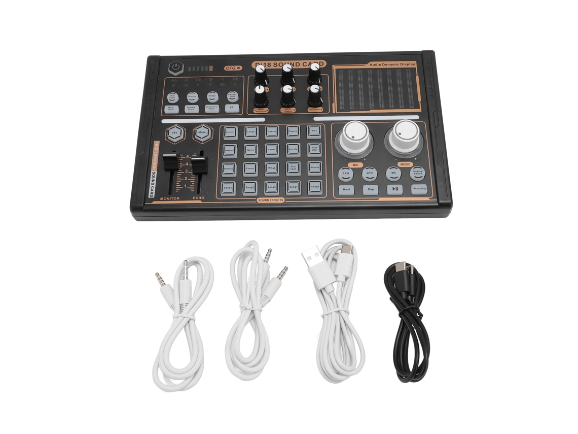 Tarjeta Mezcladora De Sonido En Vivo Dj18 Con Bluetooth, Reducción De Ruido Y Efectos De Sonido Para Micrófono De Condensador De 48 V.