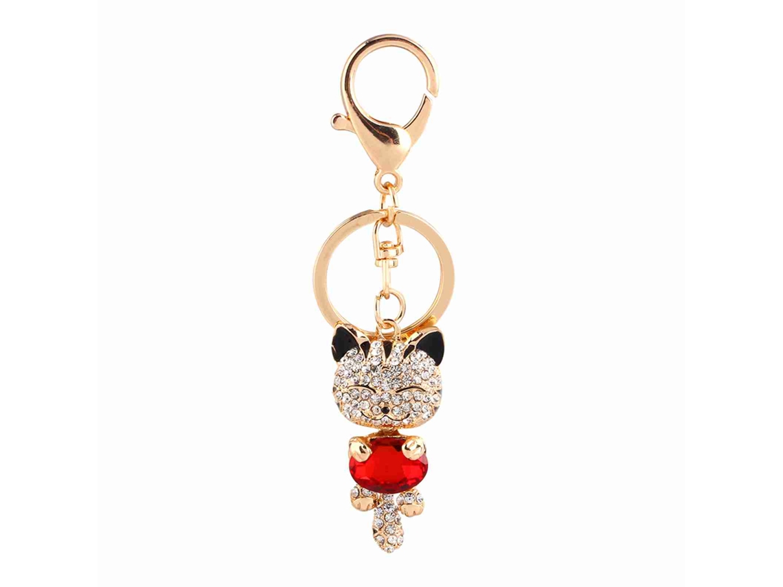 Llavero Con Dije De Cristal 3d Y Diamantes De Imitación Para Bolso O Llaves - Regalo Minimalista Para Mujer