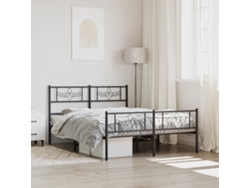 Estructura Cama Sin Colchón Con Estribo Metal Negro 120x200 Cm