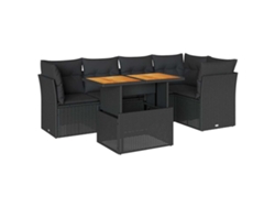 Maison Exclusive - Set De Sofás De Jardín 6 Piezas Y Cojines Ratán Sintético Negro