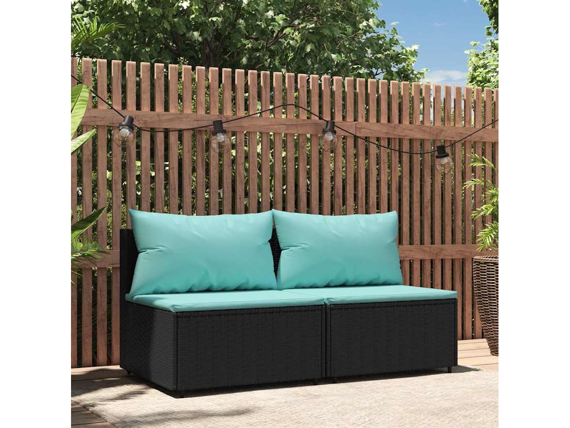 Sofá de jardín de dos piezas con cojines DKD Home Decor en mimbre negro