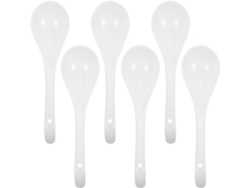 Juego De 6 Cucharas De Arroz De Cerámica Blanca