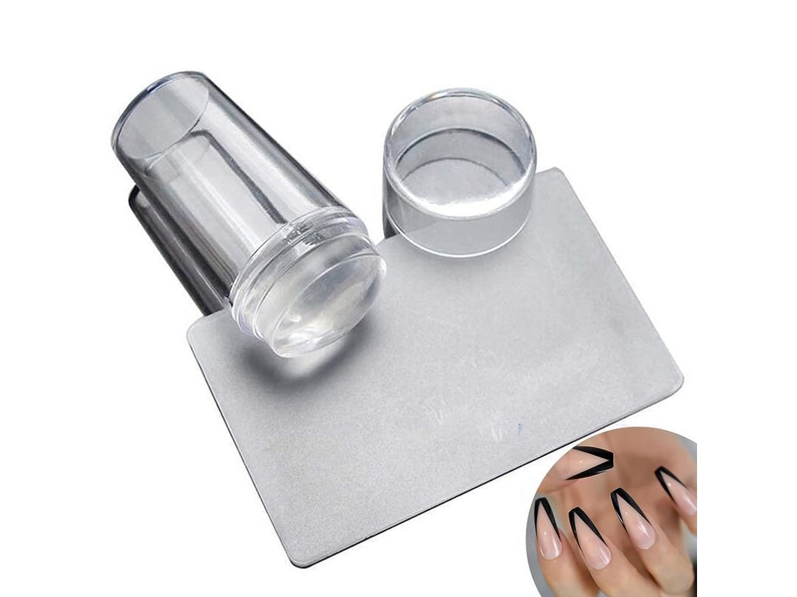 Kit De Estampado De Uñas De Silicona Gelatinosa Transparente Con Espátula Y Tapa Para Manicura Francesa.