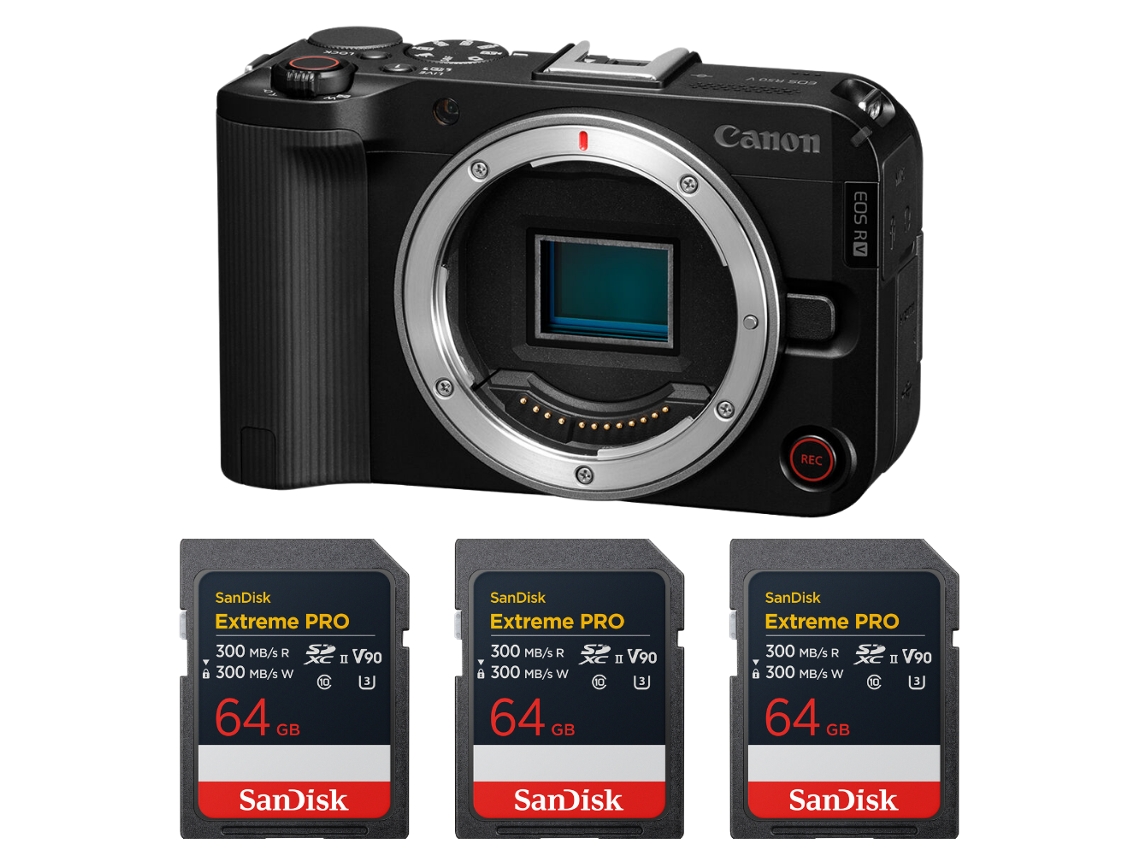 Canon Eos R50 V + 3 Sandisk 64gb Extreme Pro Uhs-ii Sdxc + Ebook “20 Consejos Para Fotos Que Impactan”