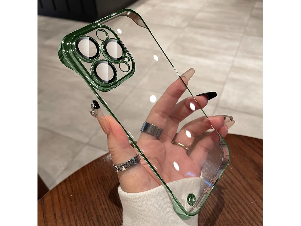 (iphone 14 Pro Verde) Funda Para Teléfono Apple Sin Marco Con Acabado Galvanizado - Resistente A Caídas Y Polvo