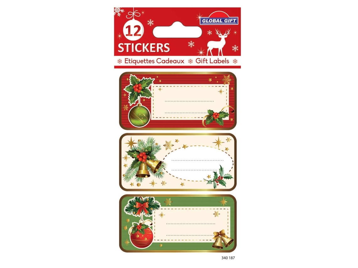 12 Pegatinas GLOBAL GIFT de Navidad - Holly