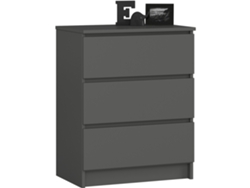 Cómoda Akord K60 Grafito Gris 60 Cm 3 Cajones Frente En Color Gris Grafito 60x40x77 Cm