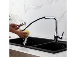 Kibath Grifo De Fregadero Zie Extraible De 35,5 Cm Acabado Cromo Brillo Fabricado En Latón