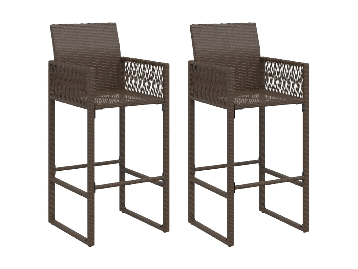 Conjunto 2 Taburete Alto De Jardín VIDAXL Marrón Poli Ratán (52x58x118 cm)