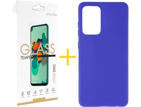 Kit Funda + Protector de Pantalla Samsung Galaxy A72 4G SKYHE Liso (Azul)