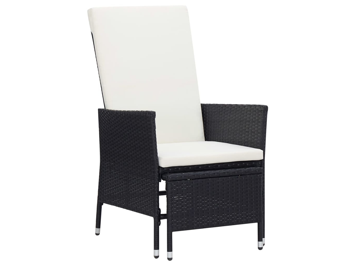 Silla de jardín reclinable DKD Home Decor con cojines en mimbre negro