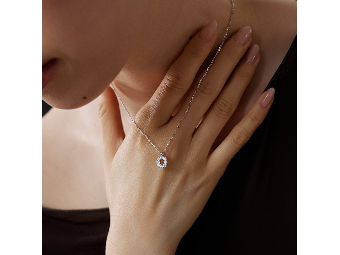 (oro Blanco) Plata De Ley 925, Un Collar De Círculo Pequeño Sutilmente Lujoso, Brillante Y Sencillo Para Usar A Diario.