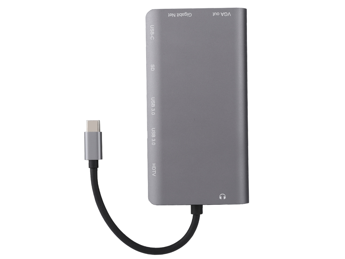Estación De Acoplamiento 8 En 1 Usb3.0 Hdmi Vga Lan Gigabit Type C Pd Con Jack De 3.5mm