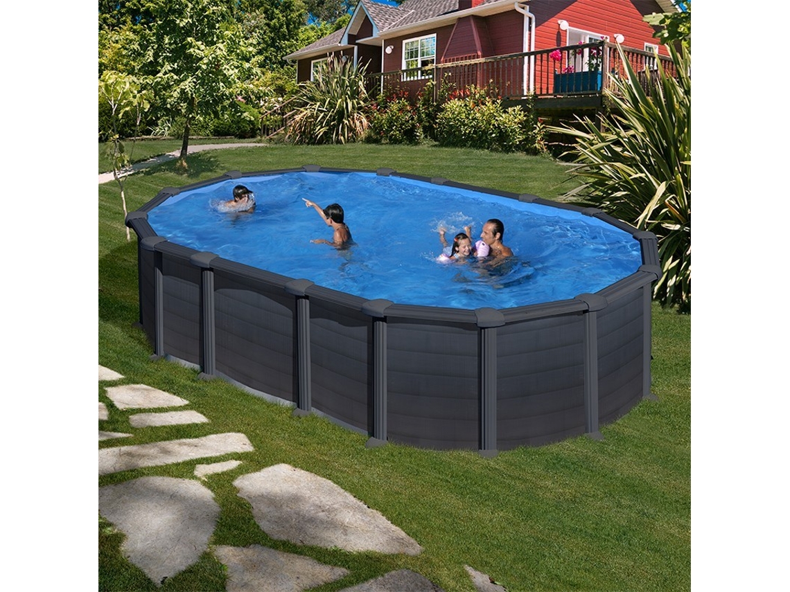 Piscina de Acero GRE Imitacion Grafito (610x375x132 cm)