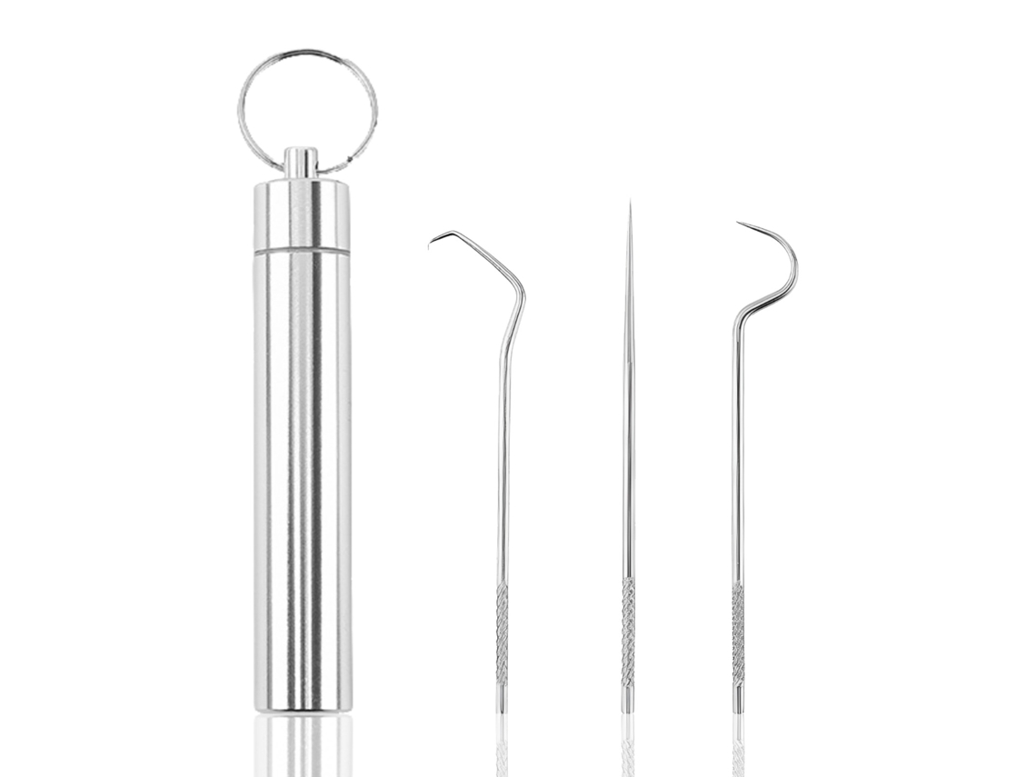 Palillos dentales de acero 304 con estuche Kofihety