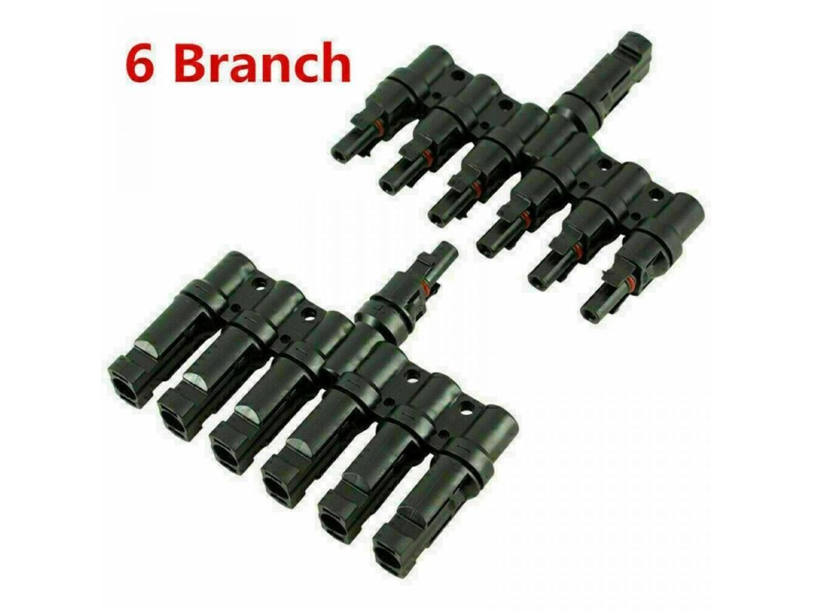 Conector De Panel Solar Mc4 De Rama T 1 A 2-6 Vías Hembra/macho Ip67 50a 1000vdc 6 Branch
