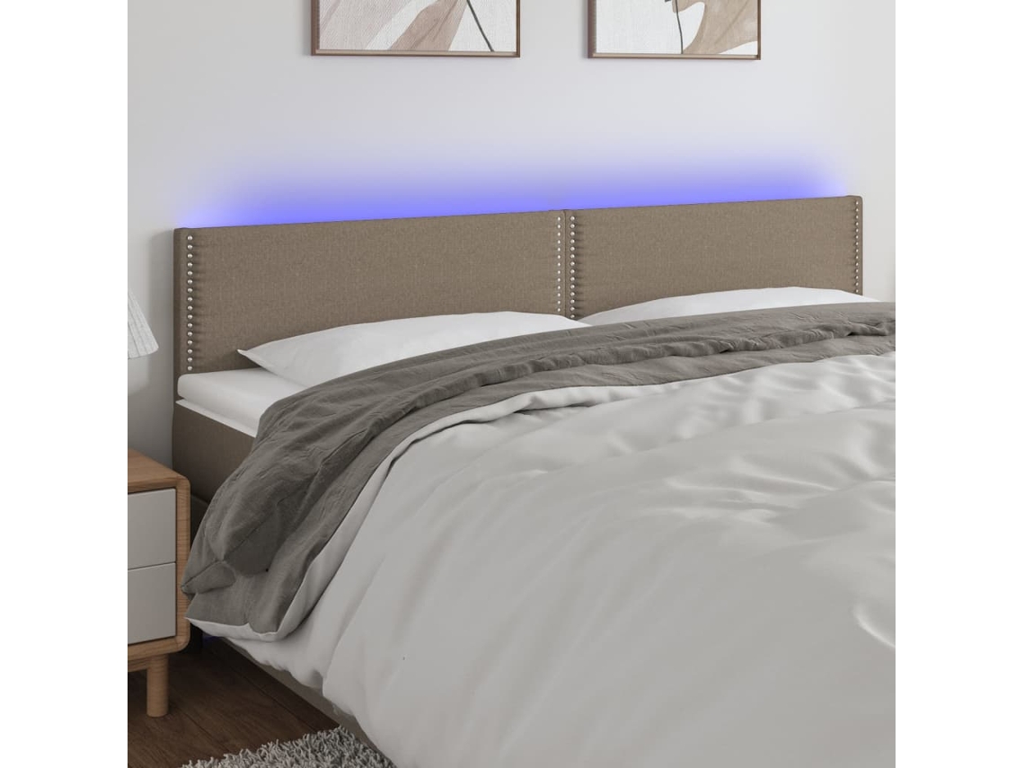Cabecero Con Led De Tela Gris Taupe 180x5x78/88 Cm