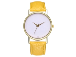 Reloj De Pulsera Unisex De Cuarzo Informal, Regalo Elegante Y A La Moda, Amarillo.