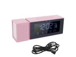 Luz De Noite Com Relógio Digital, Alarme, Rádio Fm E Monitor De Temperatura E Umidade (rosa)