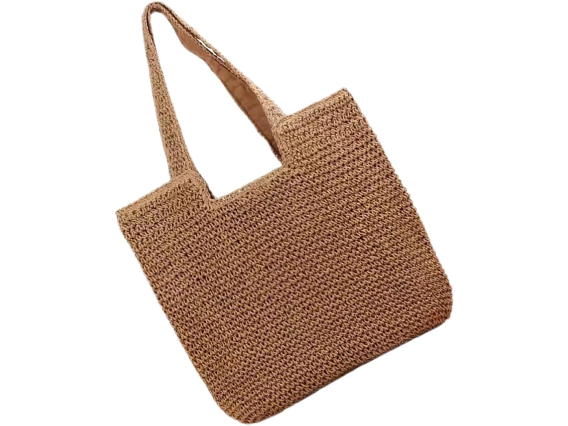 Bolsa De Praia Feminina De Palha Trançada À Mão Com Grande Capacidade