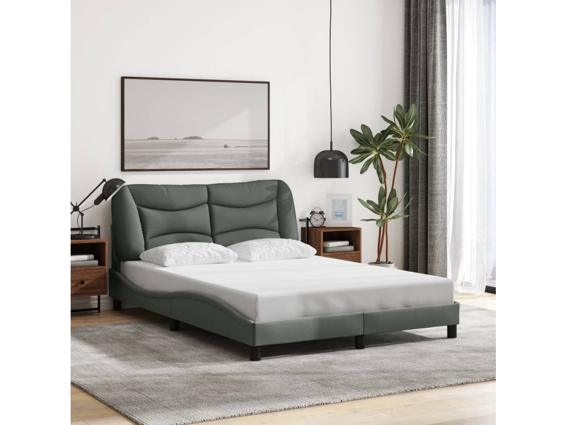 Cama Sin Colchón Tela Gris Oscuro 140x190 Cm