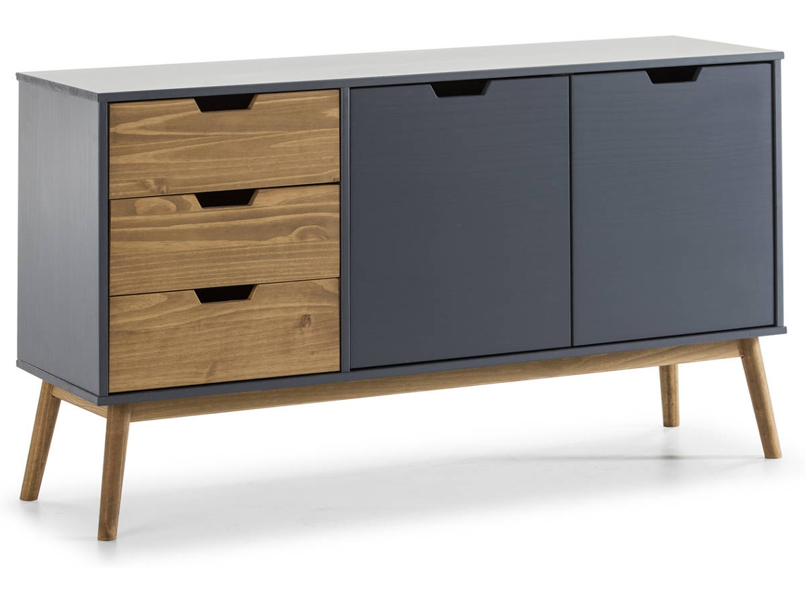 Aparador VS VENTA-STOCK Java (140 x 40 x 80 cm - Pino Macizo - Gris)