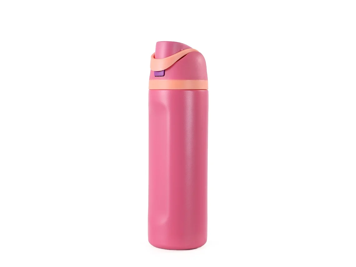 Vaso térmico Siurn con tapa elástica, revestimiento de acero inoxidable, 24 oz (rosa)