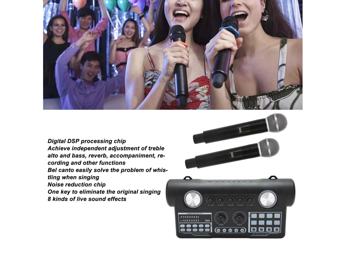 Equipo para podcast, sonido envolvente estéreo, interfaz todo en uno con luz RGB y micrófonos duales para transmisión en vivo, color negro