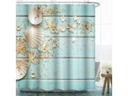 Cortina De Baño Impermeable Con Estampado De Conchas Marinas, Poliéster, 180 X 180 Cm