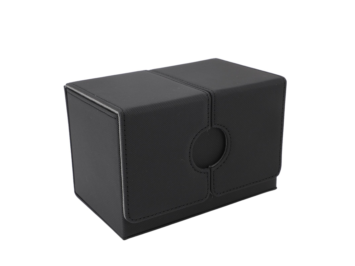 Estuche Para Cartas Con Bandeja Para Dados, Piel Sintética, Almacenamiento Magnético Para 200 Cartas Coleccionables De Juegos De Cartas Coleccionables, Negro/gris