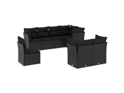 Maison Exclusive - Set De Sofás De Jardín 8 Piezas Y Cojines Ratán Sintético Negro