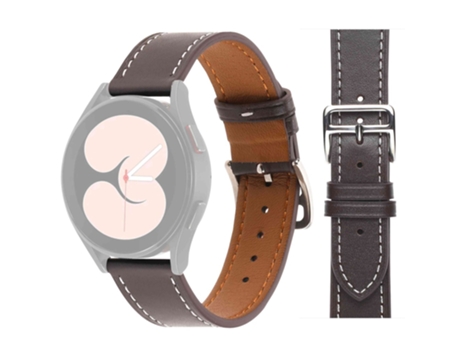 Correa de piel auténtica 20mm para Samsung Galaxy Watch4 40mm/44mm/Garmin Venu 2 Plus - café